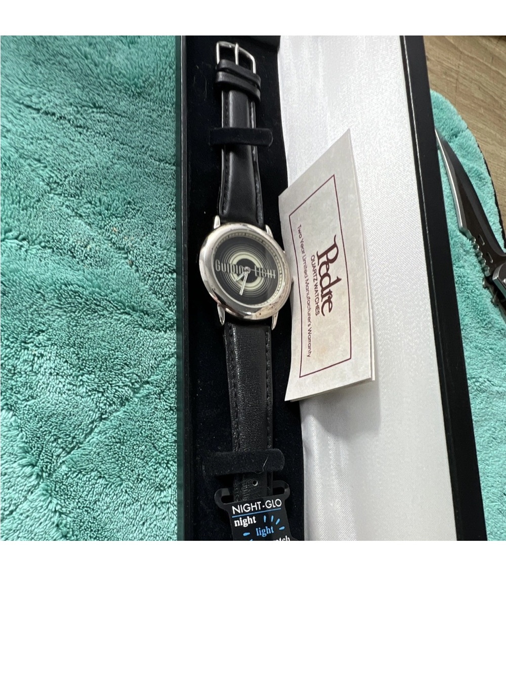 Pedre Guiding Light 60th Anniversary Quartz Analog Watch Leather Strap
Box